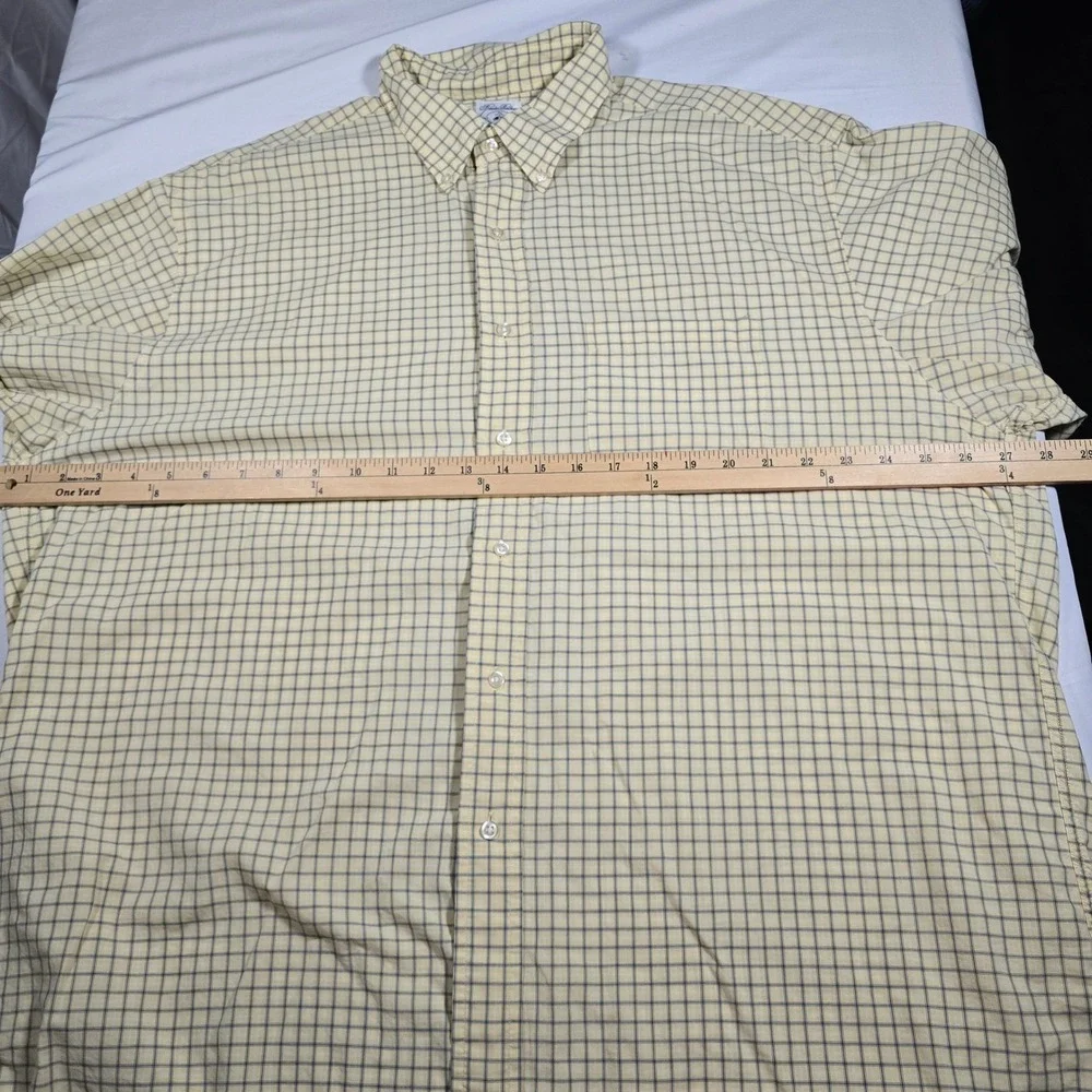 Brooks Brothers Mens XL Sport Shirt Yellow Blue Plaid‎ Cotton Button Down